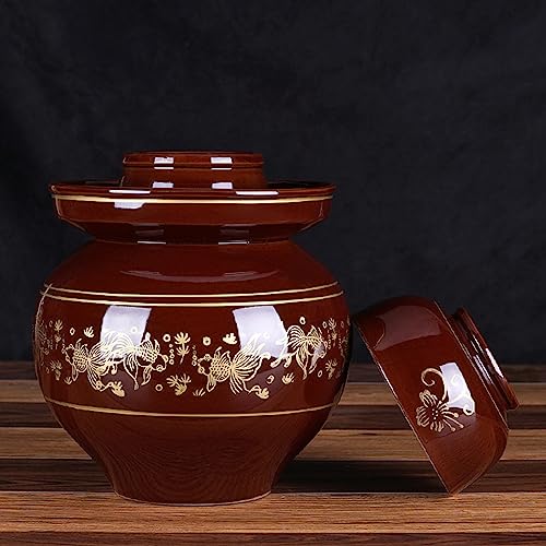 Ceramic Fermentation Crock Jar Kit,Sauerkraut Crock, Traditional Chinese Porcelain Pickle Jar with Water Seal Airlock Lid,Pickle Jar for Fermenting or Pickling Pickl 8kg - size: 8kg