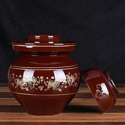 Ceramic Fermentation Crock Jar Kit,Sauerkraut Crock, Traditional Chinese Porcelain Pickle Jar with Water Seal Airlock Lid,Pickle Jar for Fermenting or Pickling Pickl 2.5kg - size: 2.5kg