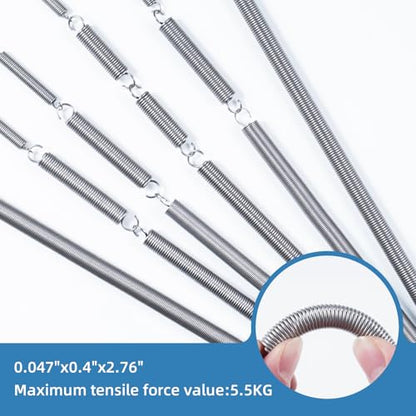 6pcs Extension Springs,0.047"x0.4"x2.76" 304 Stainless Steel Extension Springs with Hook Ends 2.76inch(6, 0.047"x0.4"x2.76") - size: 0.047"x0.4"x2.76"