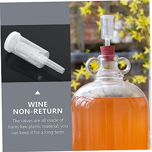 3sets Wine Non-Return Valves for Home Fermentation One-Way Check Valves with Silicone Stoppers for Brewing Beer and Wine Automatic Pressure Relief