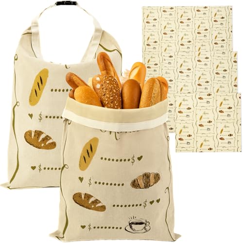 Reusable Beeswax Bread Bags Set – 2 Large Organic Linen Bread Bags (17 x 13 Inches) + 3 Beeswax Wraps for Food, Homemade Bread, Bagel,Sourdough, Freezer Safe & Keeps Food Fresh - color: Bread Bags-Coffee