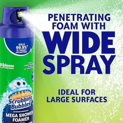 Scrubbing Bubbles Mega Bathroom and Shower Foamer Aerosol, Rainshower Scent, 20oz (Pack of 2) - size: 20 Ounce (Pack of 2)