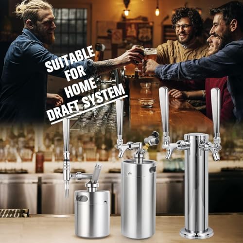2 PCS Beer Faucet Handles All 304 Stainless Steel Keg Tap Handle Standard 3/8" Thread American Draft Beer Tap Handles for kegerator Tower for bar - size: Pack of 2