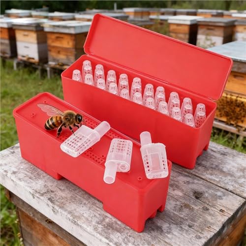 Queen Bee Cage 2 Sets Queen Bee Transport Box Bee Shipping Container with Queen Cage Rearing Tool Queen Cell Plastic Incubator Beekeeping Supplies for Beekeeping Supplies