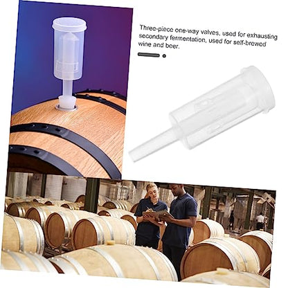 LIFKOME 2pcs Three-piece One-way Brewing Stoppers Transparent Plastic Check Valves for Wine Bottles Safe and Gas Release for Homebrewing and Food Preservation