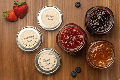 MONEST Waterproof & Oil Resistant Jar & Lid Stickers - Pantry/Canning, Spice & Bottle Labels (Golden Flower) - style: Golden Flower
