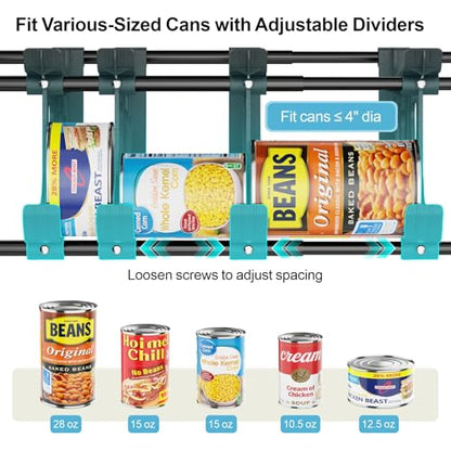 iSPECLE Pantry Can Organizer - Auto-Rolling, Expandable, Holds 120 Cans | Stackable For Walk-in Deep Pantry Shelve, Adjustable Width for Food Cans, Sturdy Metal Frame, Easy Access & Restocking, Black - color: 120 Cans, Black