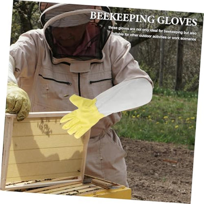 Mipcase Long Sleeve Pu Beekeeper Gloves with Elastic Cuffs Durable Ventilated Protection for Men Heavy Duty Outdoor Beekeeping Safety Gear