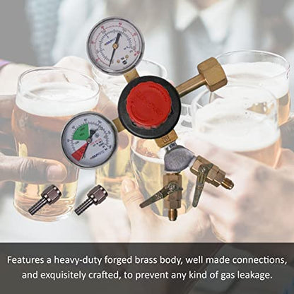 Taprite WYE'd Dual Check Valves Beer Regulator - Draft Beer and Homebrew Keg Co2 Cylinder Tank Pressure Regulator and Gauge