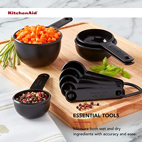 KitchenAid Universal Easy To Read Measuring Cup and Spoon Set with Soft Grip Handle for Maximum Control, Hang Hole and Nesting For Easy Storage, Dishwasher Safe, 9 Piece, Black - color: Black