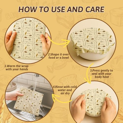 Reusable Beeswax Bread Bags Set – 2 Large Organic Linen Bread Bags (17 x 13 Inches) + 3 Beeswax Wraps for Food, Homemade Bread, Bagel,Sourdough, Freezer Safe & Keeps Food Fresh - color: Bread Bags-Coffee