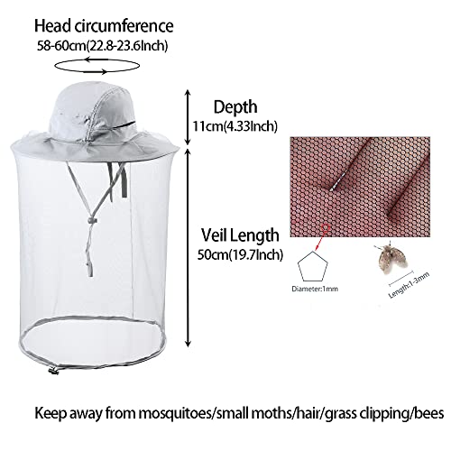Head net hat Beekeeping Beekeeper bee Veil hat Hunting Netting mesh Hood Cap bee Keeper Catcher Halloween Costume | Halloween Costume,Sun Shield Nylon,Foldable Packable,Brim Protection Dog Grooming,Bonnet Keepers Crown Net Comfortable - color: Light Grey