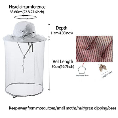 Head net hat Beekeeping Beekeeper bee Veil hat Hunting Netting mesh Hood Cap bee Keeper Catcher Halloween Costume | Halloween Costume,Sun Shield Nylon,Foldable Packable,Brim Protection Dog Grooming,Bonnet Keepers Crown Net Comfortable - color: Light Grey