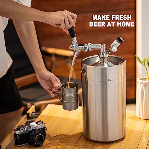 270OZ Mini Keg Growler, Pressurized Home Dispenser System with Adjustable Faucet Keeps Carbonation and Fresh for Homebrew, Craft and Draft Beer
