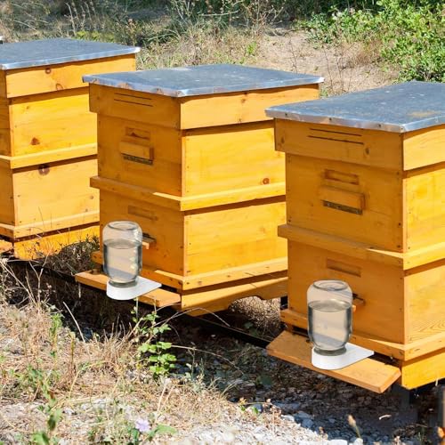 2 Pack Bee Hive Feeder, White Honey Bee Beehive Front Entrance Feeder, Bee Drinking Equipment - size: 2pcs