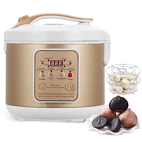 Moongiantgo 6L Black Garlic Fermenter, Automatic Intelligent Fermenter Machine for Natto, Yogurt, Kimchi, Fruit Wine, Garlic Cooker with Precise Time Temperature Control, 110V - color: Golden
