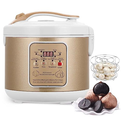 Moongiantgo 6L Black Garlic Fermenter, Automatic Intelligent Fermenter Machine for Natto, Yogurt, Kimchi, Fruit Wine, Garlic Cooker with Precise Time Temperature Control, 110V - color: Golden