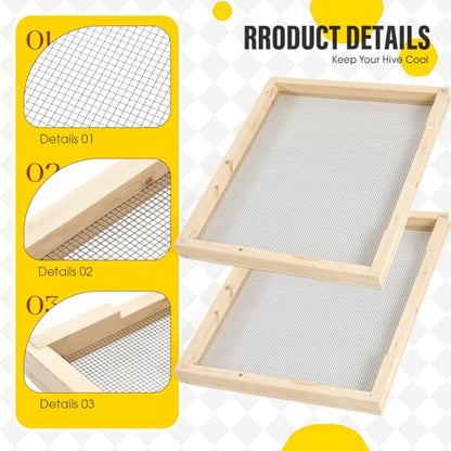 CroBlissful Beehive Inner Cover 10 Frame Ventilated Inner Cover Langstroth Style Beekeeping Ventilated Inner Cover Beehive Insulation Bee Hive Wooden Vented Beekeeping Tool Supplies (2 Pcs)