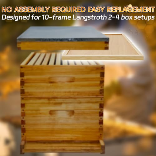 4 Pack Beehive Inner Cover 10 Frame, Natural Wood Inner Cover for Langstroth Bee Hive Insulation Ventilation