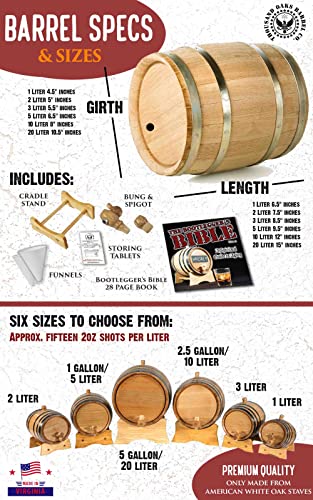 5 Gallon Oak Aging Barrel with Stand, Bung and Spigot - Wooden Whiskey Barrel Wine Barrel (20 Liter) - For The Home Brewer, Distiller, Wine Maker and Cocktail Aging Bartender - size: 20 Liter
