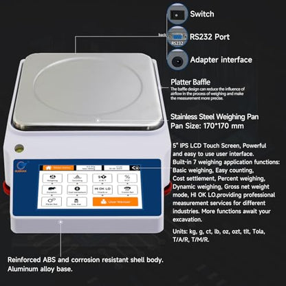 5kg x 0.01g Smart Lab Analytical Balance - 5 Modes, 19 Units & Custom Units - size: 5000 g/0.01 g (6 Weighing Functions)