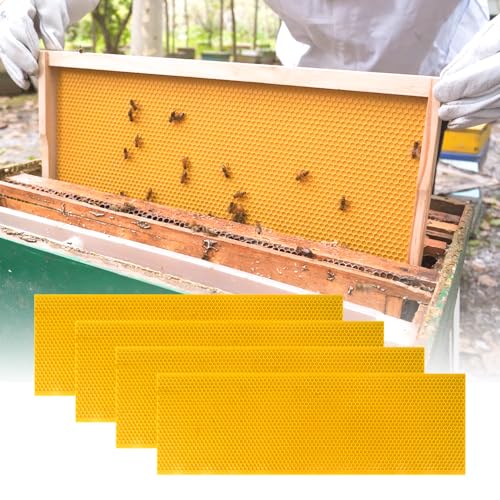 Beehive Waxed Coated Foundation Sheet 20 pcs Medium Beeswax Foundation Sheets 5-5/8-Inch Bee Waxed Foundation Sheets for Bee Frame for Beekeeping Supply (5-5/8-Inch) - size: 5-5/8-Inch