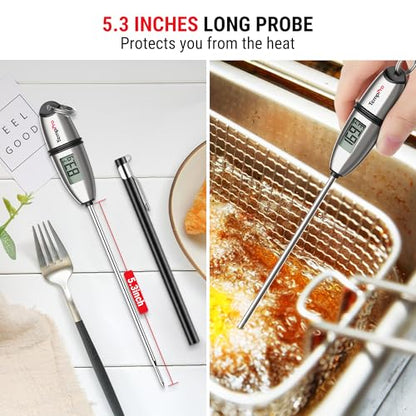 TempPro TP02S Digital Food Thermometer for Cooking Bread Baking Sourdough Liquids, Meat Thermometer Digital with Super Long Probe for Kitchen Candy Making Gift for Dad Husband (Previously ThermoPro) - size: Digital