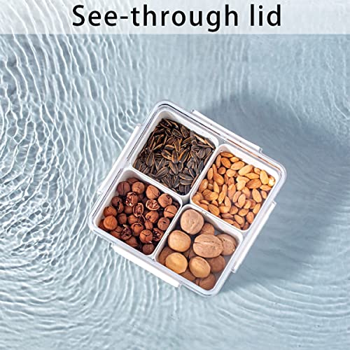 2Pack Divided Veggie Tray with Lid Snackle Box Serving Container Salad Keeper with 4 Removable Boxes Stackable Refrigerator Organizer Bins Produce Saver for Meal Prep Fruit - size: 2 Pack