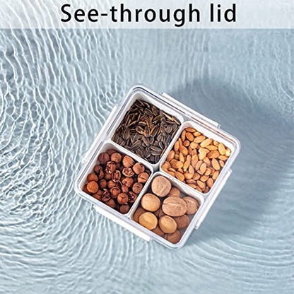 2Pack Divided Veggie Tray with Lid Snackle Box Serving Container Salad Keeper with 4 Removable Boxes Stackable Refrigerator Organizer Bins Produce Saver for Meal Prep Fruit - size: 2 Pack