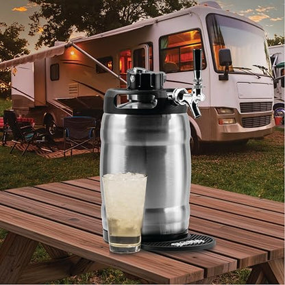 Gloria Rose 7L (1.8 Gal) Mini Keg, Pressurized Keg for Drinks, with Tap System, Co2 Regulated, Stainless Steel - size: 7L Silver