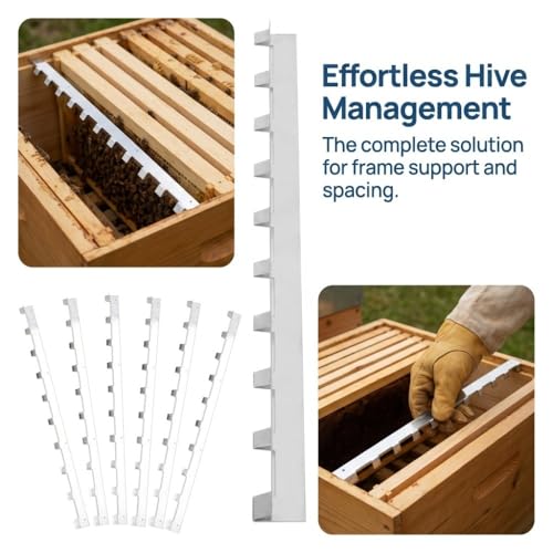 Beehive Frame Spacer Strips, Metal, Silver, 14.57 x 0.94 in, 6 Pcs | Silver finish, 14.57 x 0.94 in each, no extra tools required, for beehive box frame assembly