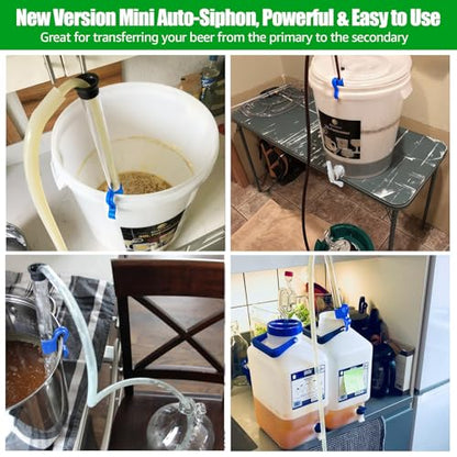 14” Auto Siphon with Bottling Wand, 3/8” Racking Cane Homebew Wine Siphon Pump with 5.5FT Silicone Tubing & Clamp, Effortless Bottling Fermentation Siphoning Mead Wine Making Kit