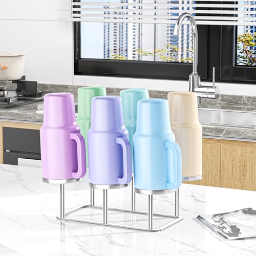 Water Bottle Drying Rack Reusable Bottle Rack Dryer Kitchen Stand Holder Metal Countertop Baby Bottle Drying Rack Water Cup Drying Rack for Plastic Bags, Bottles and Cups (Sliver, Large) - size: Large