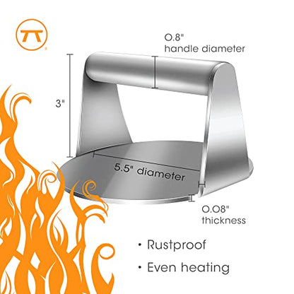 Outset Burger Smasher, Stainless Steel, 6" Grill Burger Press - size: 6" Burger Smasher