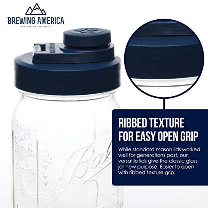 Mason Jar Lids Wide Mouth Plastic 4 pack-USA Made-Flip Cap Screw Top Pour Spout Drink Hole - Leak-proof for Kerr and Ball Canning Jars - Airtight for Drinks to Go and Controlled Pouring - Blue - color: Old Glory Blue