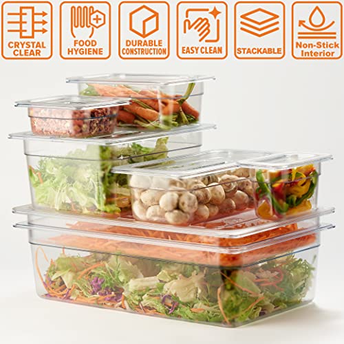 CURTA 6-Pack 1/4 Size 2.5" Deep NSF Polycarbonate Food Pans | Dishwasher & Freezer Safe Clear Container for Prep Tables, Buffet, Salad Bar, Commercial & Home Kitchen - color: 1/4 Size, size: 2-1/2" Deep