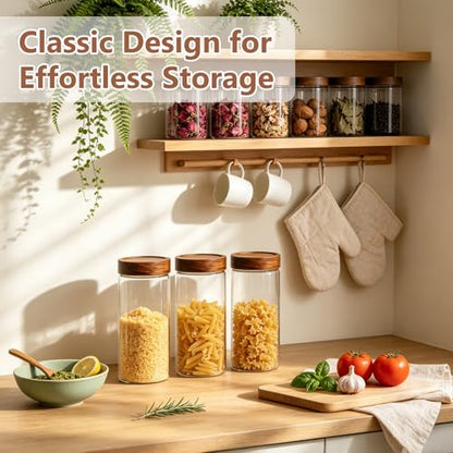 KEYWING 46 fl.oz Glass Storage Jars with Lids, 3 Pack Food Storage Containers For Pantry Organization, Kitchen Airtight Round Canister Set for Cookie, Rice, Flour, Sugar, Snack, Coffee Bean - size: 46 Fl.oz