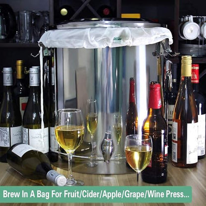 Brew Bag Reusable 3 Pack 22"×26" 250 Micron Fine Mesh Bag for Beer | 5 Gallen with Drawstring for Fruit Cider Apple Grape Wine Press Drawstring Straining Brew in a Bag - size: 3 pack-22"×26"