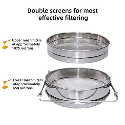 Honey Strainer Stainless Steel Double Sieve Bee Keeping Equipment Filter