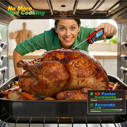 2 pcs 0.6S Instant Read Digital Meat Thermometer Probe/Pen，Factory‑Calibrated/Waterproof/Backlit/Magnetic/Flip Display/Motion Sensor:Outdoor BBQ, Barbecue Grilling, Smoking, Oven, Baking, Oil,