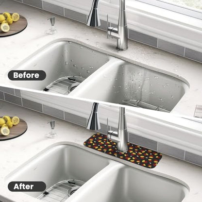 French Fries Ketchup Faucet Mat For Kitchen Sink, Absorbent Countertop Protector, Quick Dry Sink Splash Guard Pad, Waterproof Draining Mat 15" X 5.5" - color: Style 8