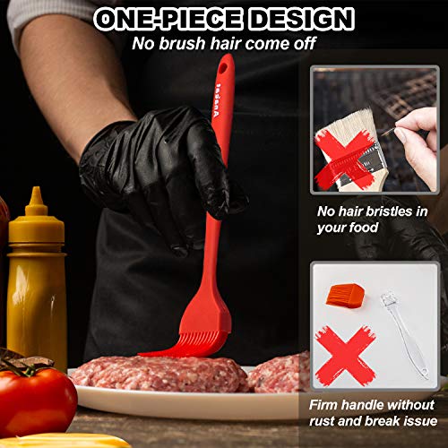 Anaeat High Heat Resistant Silicone Basting Pastry Brush Set of 2- Hygienic One-Pieces Design Spread Oil Butter for BBQ Grill Barbecue Baking Kitchen Cooking - BPA Free & Dishwasher Safe (10"+8.2") - color: Red 2 Pcs (10"+8.2")