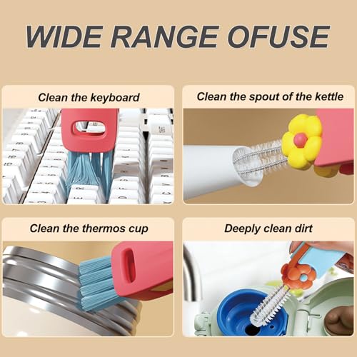 3 in 1 Cup Lid Gap Cleaning Brush Set, Bottle Cleaning Brush Multifunctional Bottle Cleaner Brush Home Kitchen Cleaning Tools, 6PCS - color: 6pcs Mix