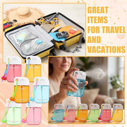 Frienda 12 Pcs Hydrating Hand Sanitizer Spray Scented Pocket Power Mist Hand Sanitizer Travel Size with Keychain Moisturizing Antibacterial Sanitizing Cleans Hands for Women(Juicy) - style: Juicy