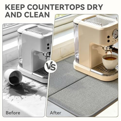 YDKGL Dish Drying Mat for Kitchen Counter, Ultra Absorbent & Fast Drying Dish Mat Machine Washable Foldable Drying Pad for Countertops, Sinks, Draining Racks, Grey - size: 16" x 24"