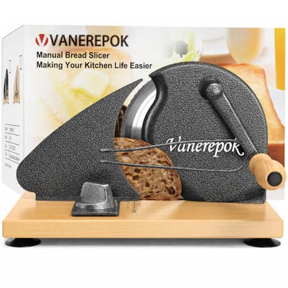vanerepok Manual Bread Slicer Adjustable Thickness for Homemade Sourdough | Hand Crank Bread Cutter with Scale & Stable Suction Cups & Wood Base for Even Slicing Perfect Baking Gift for Home Bakers - color: Marble