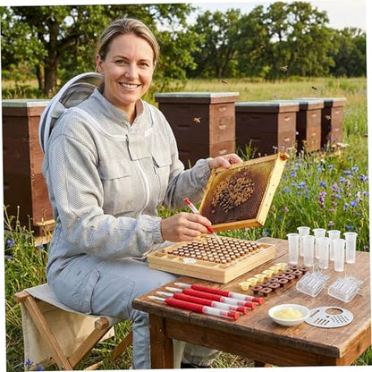 Beekeeping Supplies Kit, Plastic Queen Rearing System with Grafting Tool, Cell Cups, and Beehive Accessories for Hive Management