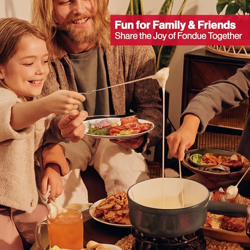 Swissmar Lugano Cast Iron Cheese Fondue Set, 9-Piece, 2 QT / 2 L - Ideal for Melting Cheese, Chocolates, Caramel, & More - Perfect for Kitchen Collection & Gift Giving - Metallic Black - color: Metallic Black