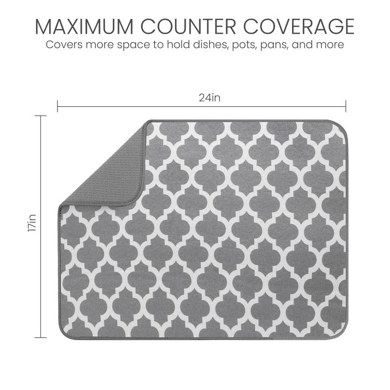 Bellemain XL Dish Mat 24" x 17" ( LARGEST MAT ) Microfiber Dish Drying Mat , Super absorbent ( Trellis ) - color: Trellis, size: 17" x 24"