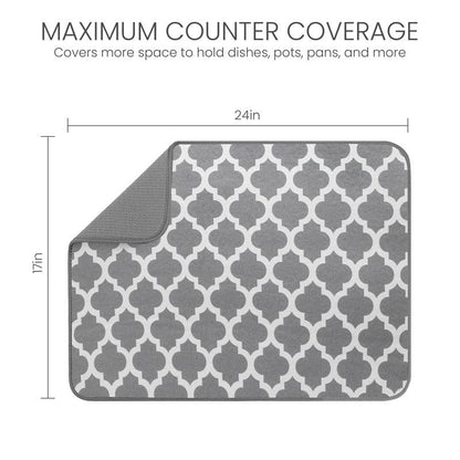 Bellemain XL Dish Mat 24" x 17" ( LARGEST MAT ) Microfiber Dish Drying Mat , Super absorbent ( Trellis ) - color: Trellis, size: 17" x 24"